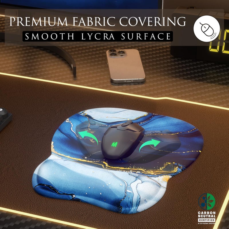 MROCO Ergonomic Mouse Pad with Gel Wrist Rest, Comfortable Mousepad with Smooth Wrist Support Surface and Non-Slip PU Base for Pain Relief, Computer, Laptop, Office & Home, 9.4 x 8.1 in, Blue Marble - Image 2