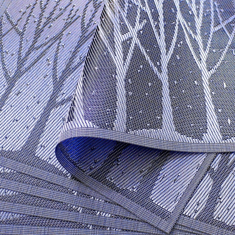 YOY 6 Pcs Kitchen PVC Placemats  Deluxe Heat Insulation StainResistant Table Mat Protector Antiskidding Dining Room Decor Jacquard Woven Plastic Vinyl Place MatBlue - Image 5