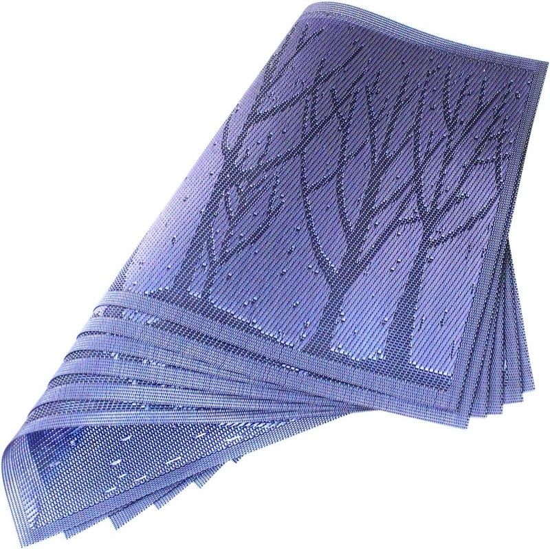 YOY 6 Pcs Kitchen PVC Placemats  Deluxe Heat Insulation StainResistant Table Mat Protector Antiskidding Dining Room Decor Jacquard Woven Plastic Vinyl Place MatBlue - Image 4