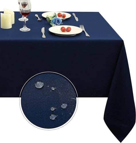 Obstal Rectangle Table Clothes for 8 Foot Rectangle Tables, Oil-Proof Spill-Proof and Water Resistance Tablecloth, Decorative Fabric Table Cover for Outdoor and Indoor Use (Navy Blue, 60 x 120 Inch) - Image 1