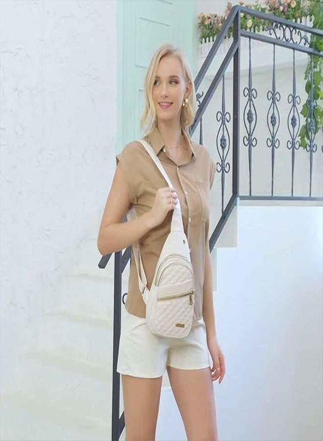 Xpandio Small Sling Backpack Sling Bag for Women Men, Chest Bag Daypack Crossbody for Travel Sport Running Hiking (Beige) - Image 2