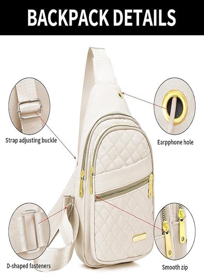 Xpandio Small Sling Backpack Sling Bag for Women Men, Chest Bag Daypack Crossbody for Travel Sport Running Hiking (Beige) - Image 4