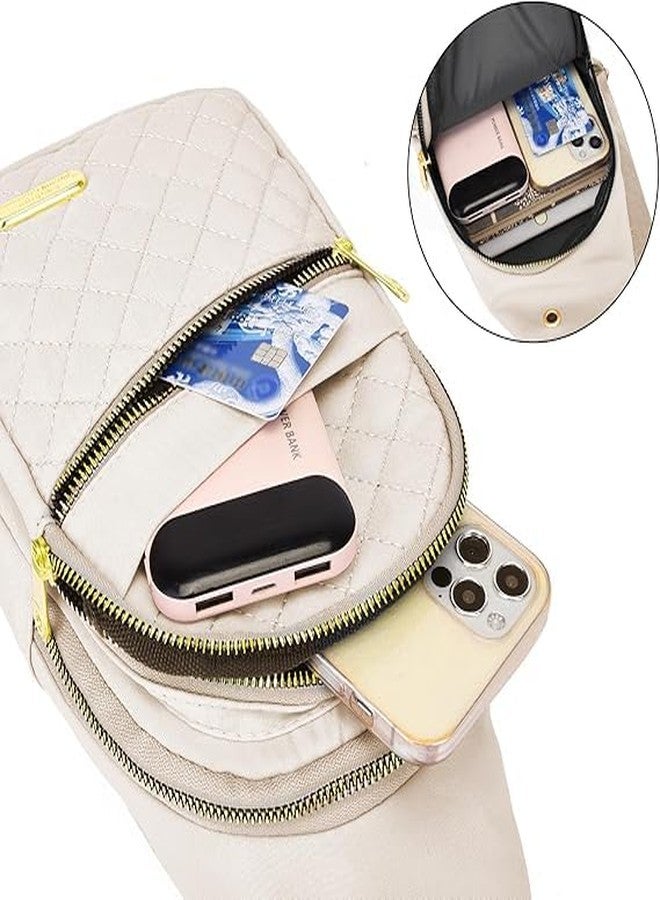 Xpandio Small Sling Backpack Sling Bag for Women Men, Chest Bag Daypack Crossbody for Travel Sport Running Hiking (Beige) - Image 5