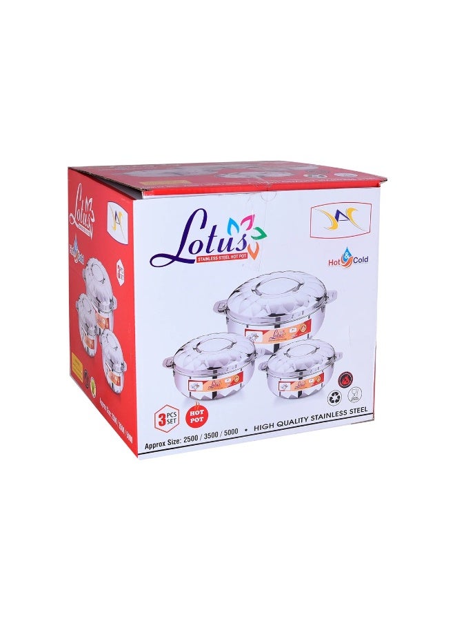 3-Piece Stainless Steel Food Container Set 2500, 3500, 5000 - Image 2