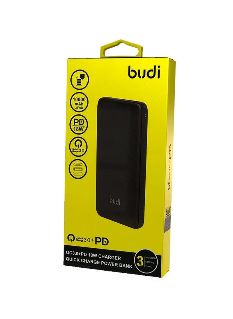 budi - 10000.0 mAh 2-USB Fast Charger Power Bank Black - Image 1