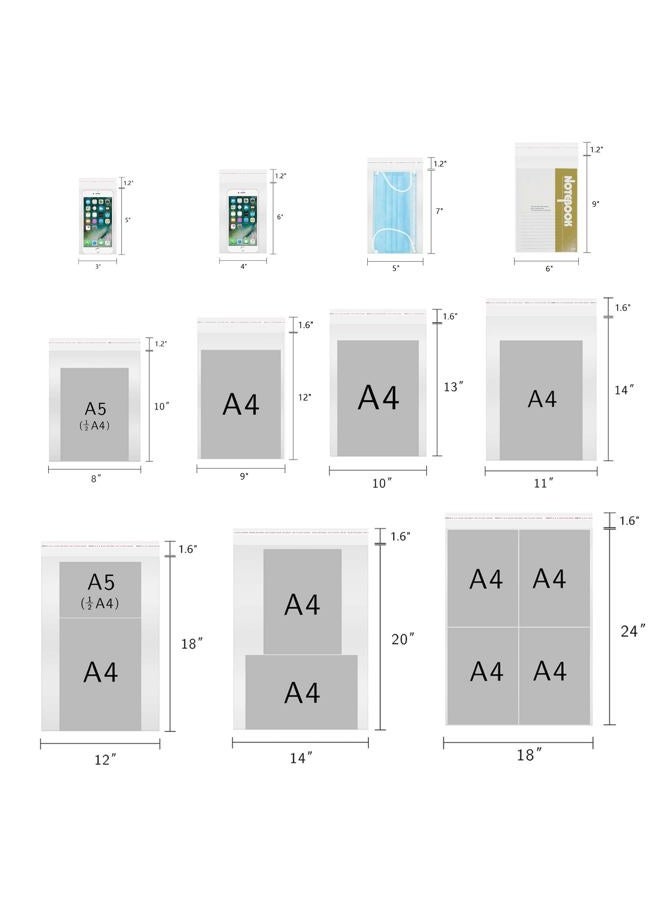Doutop Clear Adhesive Poly Bags OPP Cello Bags with Self-Sealing Flap for Bakery Cookies Candy Christmas Gifts (14x20, 200ct) - Image 4