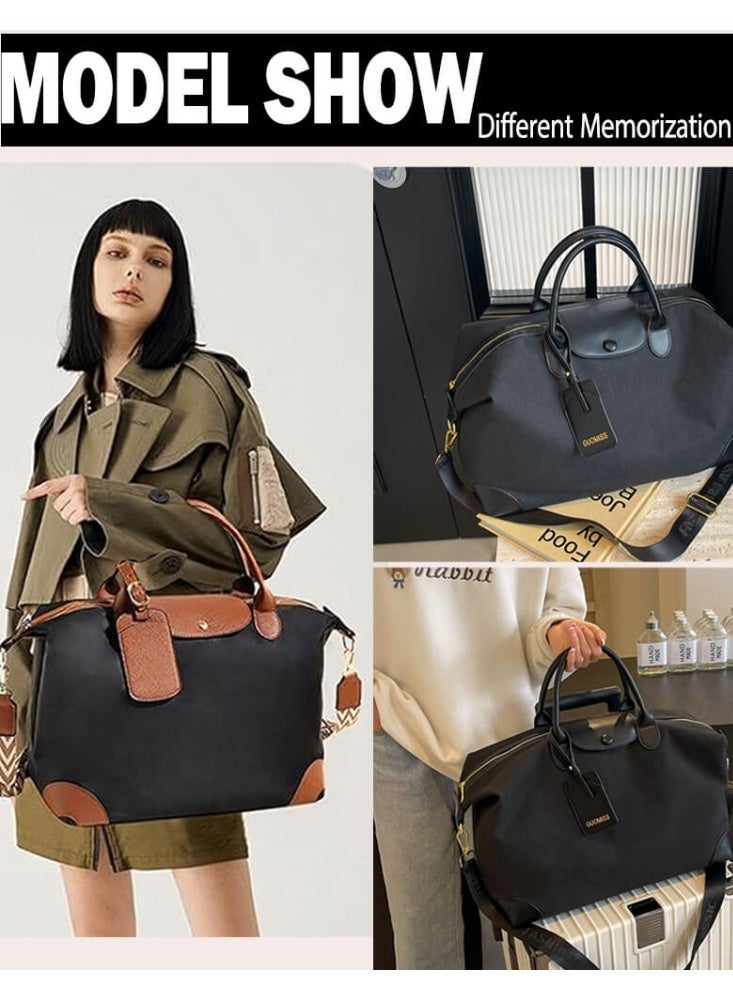 SOGAR SHAMO حقيبة قماشية نسائية، حقيبة كتف كبيرة السعة ومقاومة للماء، حقيبة يد واسعة مع سحاب معدني وجيوب، مزودة بحمالات كتف قابلة للاستبدال، لون أسود - Image 3