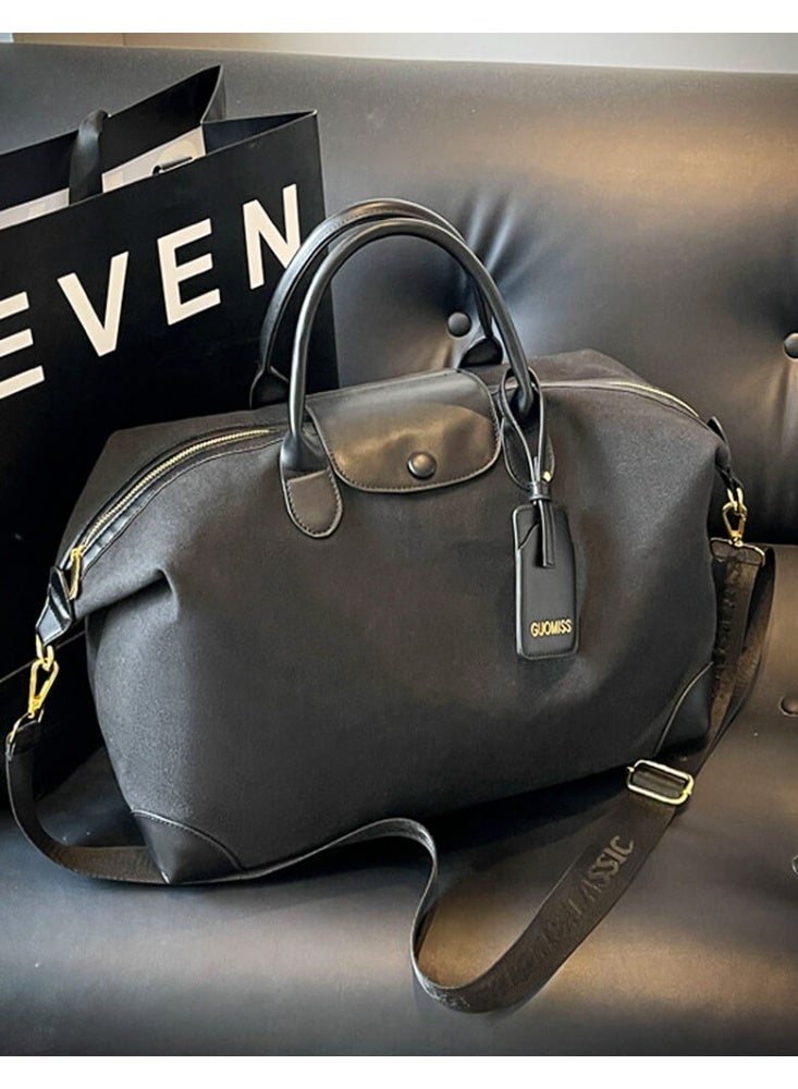 SOGAR SHAMO حقيبة قماشية نسائية، حقيبة كتف كبيرة السعة ومقاومة للماء، حقيبة يد واسعة مع سحاب معدني وجيوب، مزودة بحمالات كتف قابلة للاستبدال، لون أسود - Image 4