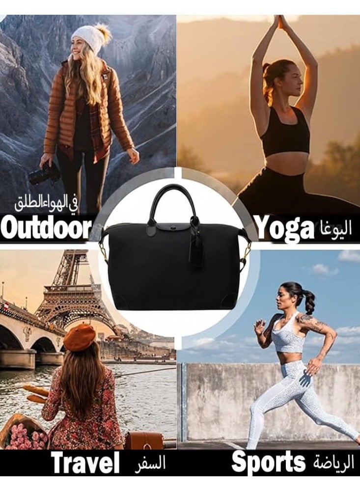 SOGAR SHAMO حقيبة قماشية نسائية، حقيبة كتف كبيرة السعة ومقاومة للماء، حقيبة يد واسعة مع سحاب معدني وجيوب، مزودة بحمالات كتف قابلة للاستبدال، لون أسود - Image 5