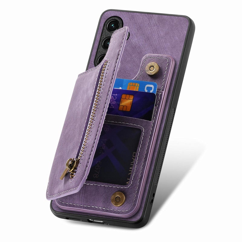 erorex For Huawei nova 14 Pro Retro Leather Zipper Wallet Back Phone Case(Purple) - Image 4