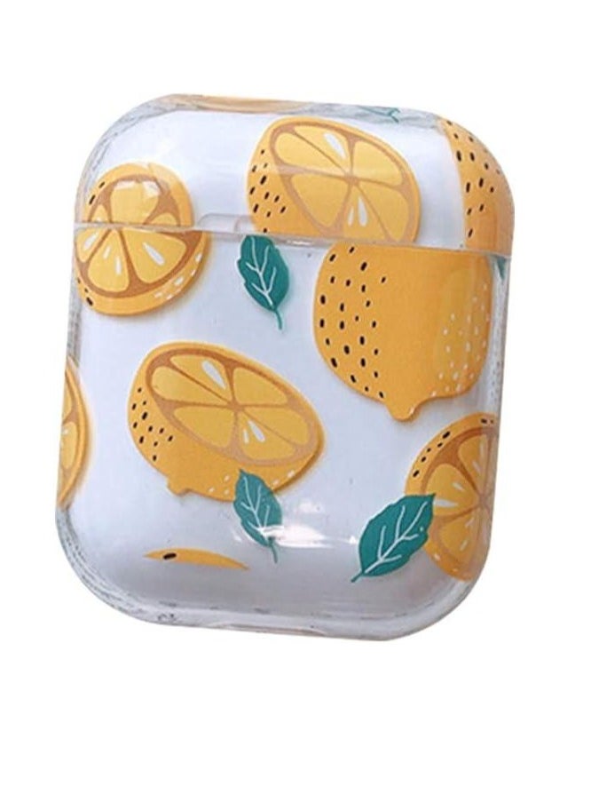 AIWANTO - 2Pcs Wireless Earpods Case Transparent Clear Headset Box Shockproof Protective Case Compatible for AirPods (Lemon design) - Image 1