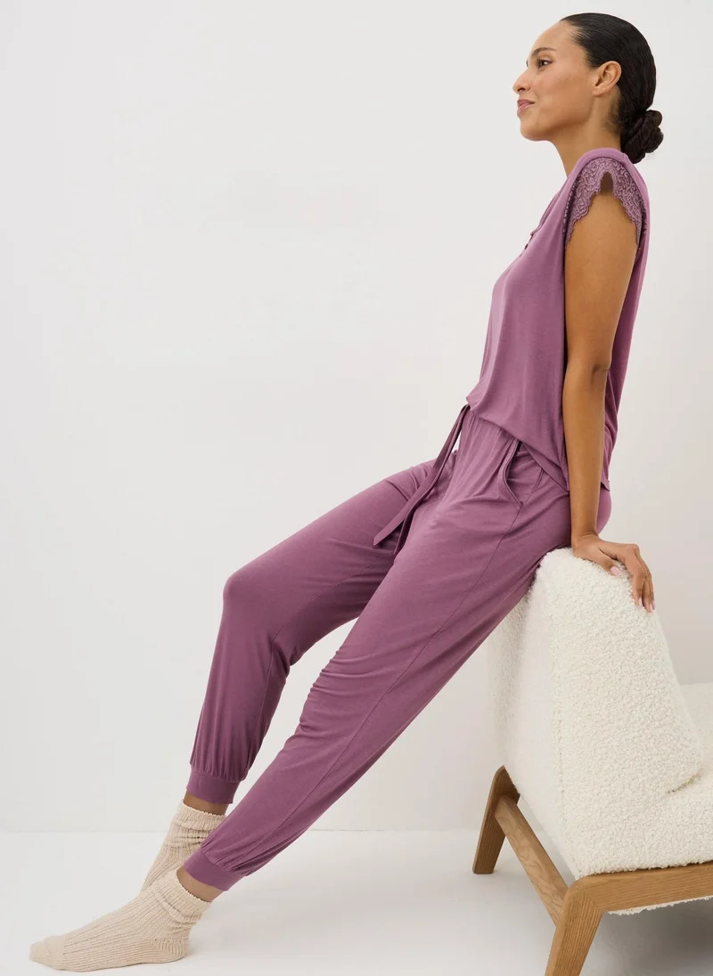 ماتلان Plum Relaxed Fit Cuffed Pyjama Bottoms