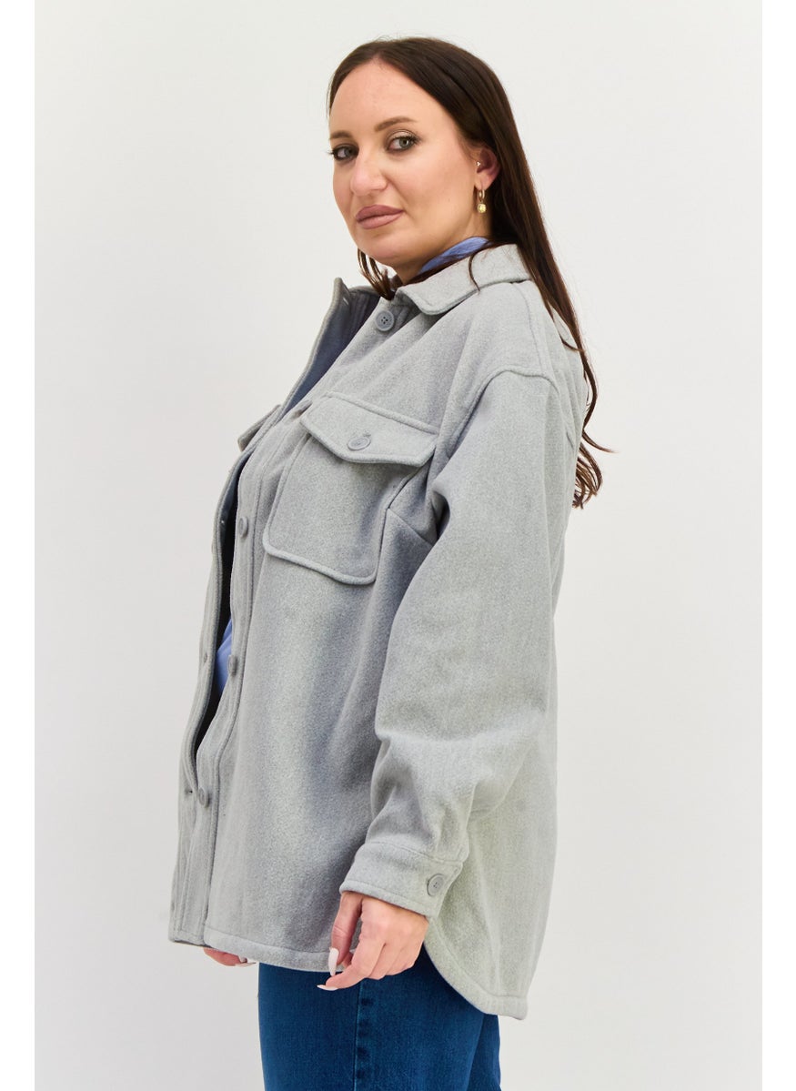 NEW LOOK Women Plain Soft Shell Jacket, Grey  - Image 3