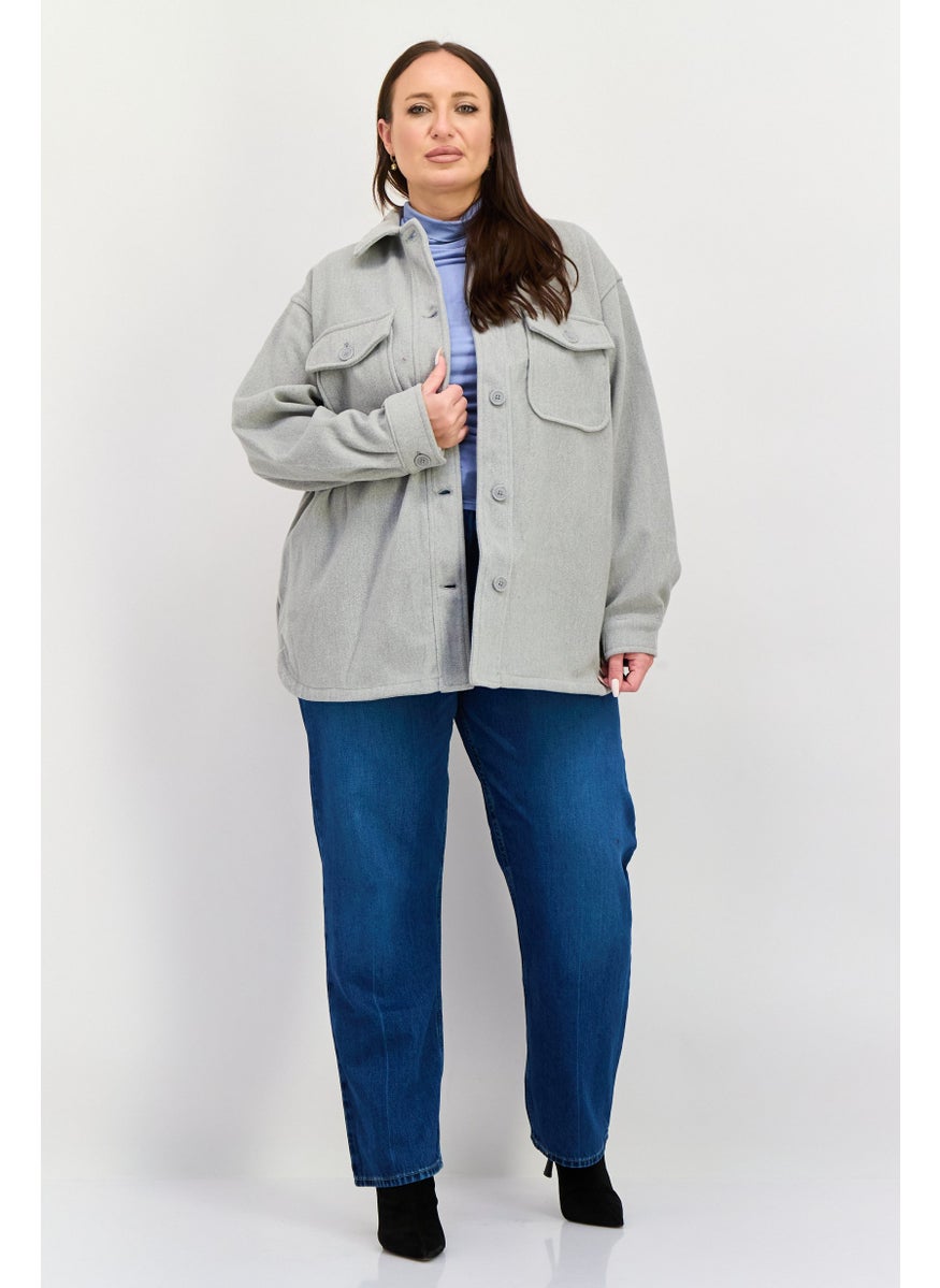NEW LOOK Women Plain Soft Shell Jacket, Grey  - Image 4