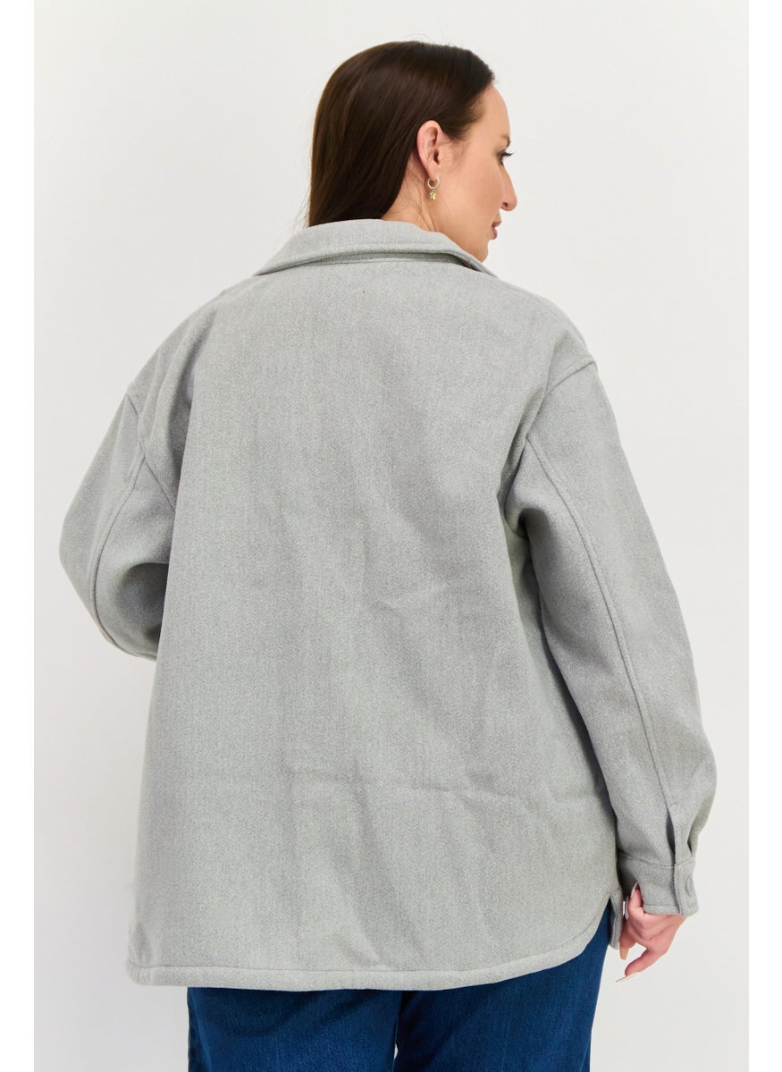 NEW LOOK Women Plain Soft Shell Jacket, Grey  - Image 2