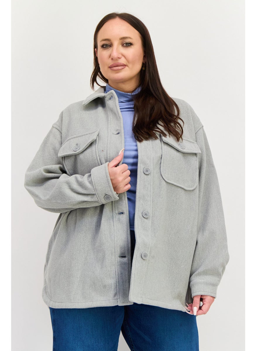 NEW LOOK Women Plain Soft Shell Jacket, Grey  - Image 1