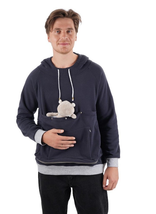 Alyc Cat Dog Carrier Hoodie Big Pet Pouch Sweatshirt Puppy Kitten Holder Carrier Pullover Top Kangaroo Unisex Hoodies (Adult, Large, Navy) - Image 1