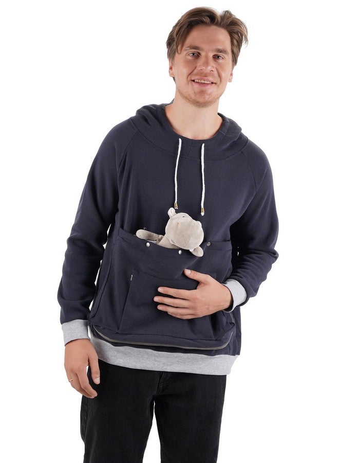 Alyc Cat Dog Carrier Hoodie Big Pet Pouch Sweatshirt Puppy Kitten Holder Carrier Pullover Top Kangaroo Unisex Hoodies (Adult, Large, Navy) - Image 4