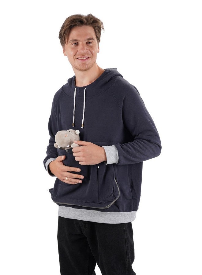 Alyc Cat Dog Carrier Hoodie Big Pet Pouch Sweatshirt Puppy Kitten Holder Carrier Pullover Top Kangaroo Unisex Hoodies (Adult, Large, Navy) - Image 2