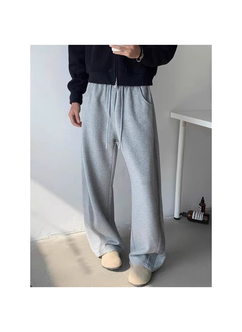 Generic Grey Machete Sweatpants Unisex Spring and Autumn cleanfit Casual Sports Pants Loose Straight Wide-leg Trousers Light gray  - Image 1