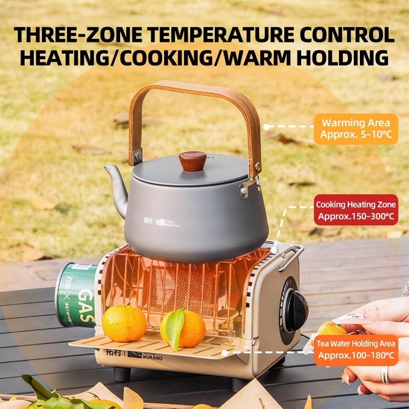 AirOka 3 in 1 Portable Heater and Stove, 1200W Outdoor Tent Stove, Adjustable Temperature Camping Heaters for Fishing, Hiking, Trekking, Patio, Coffee-coloured and Green (Coffee-coloured) - Image 4