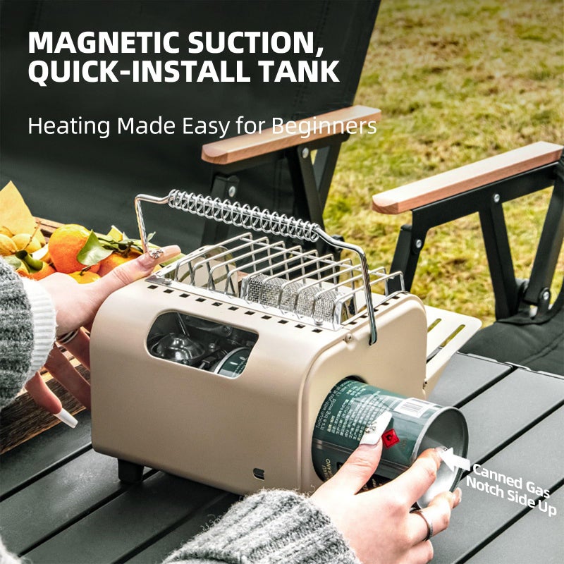 AirOka 3 in 1 Portable Heater and Stove, 1200W Outdoor Tent Stove, Adjustable Temperature Camping Heaters for Fishing, Hiking, Trekking, Patio, Coffee-coloured and Green (Coffee-coloured) - Image 5