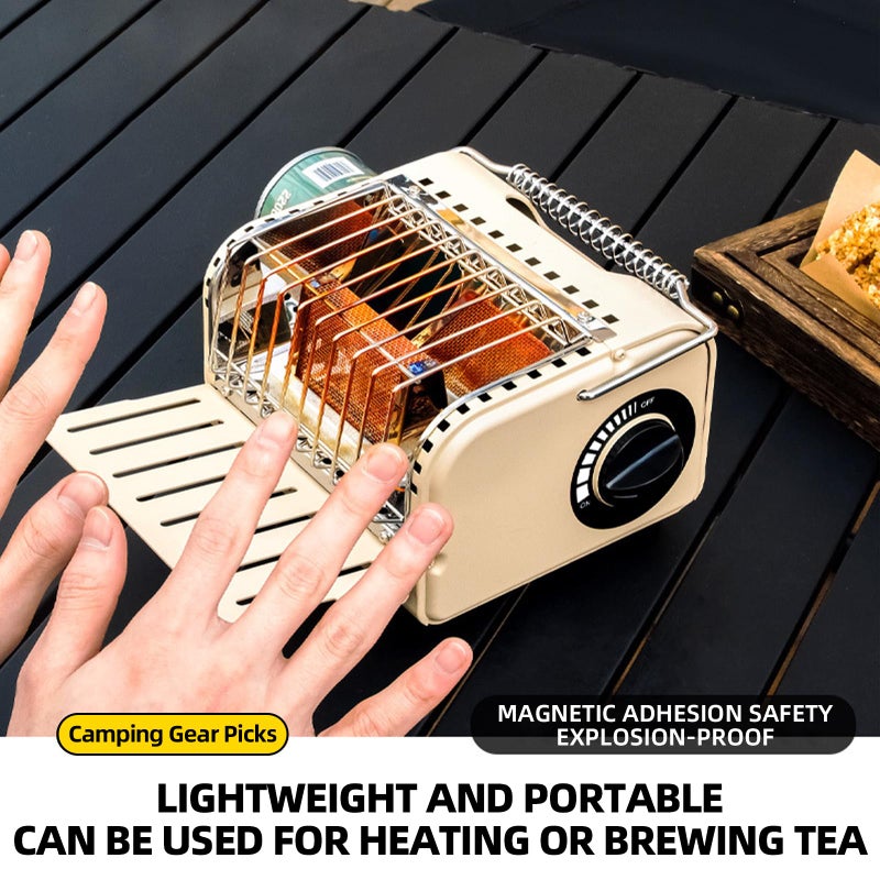 AirOka 3 in 1 Portable Heater and Stove, 1200W Outdoor Tent Stove, Adjustable Temperature Camping Heaters for Fishing, Hiking, Trekking, Patio, Coffee-coloured and Green (Coffee-coloured) - Image 3