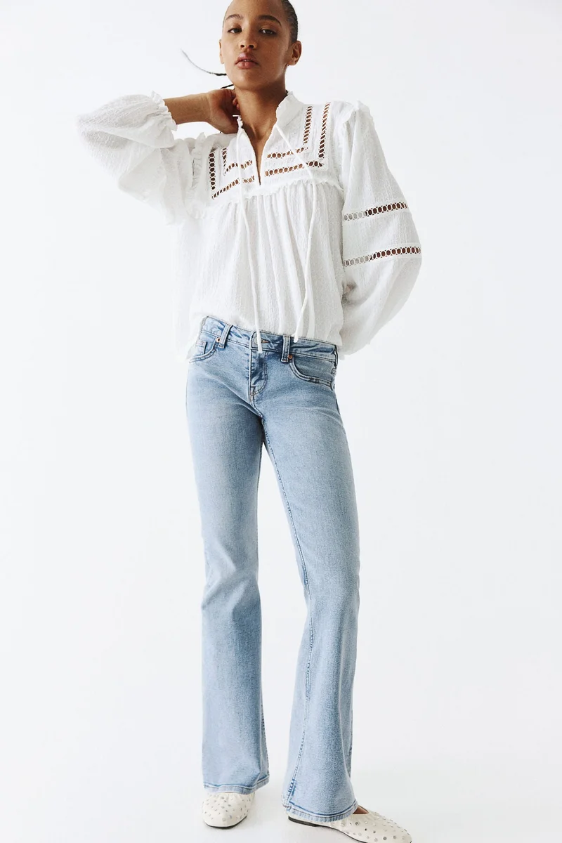 اتش اند ام جينز بقصة حافة واسعة وخصر منخفض