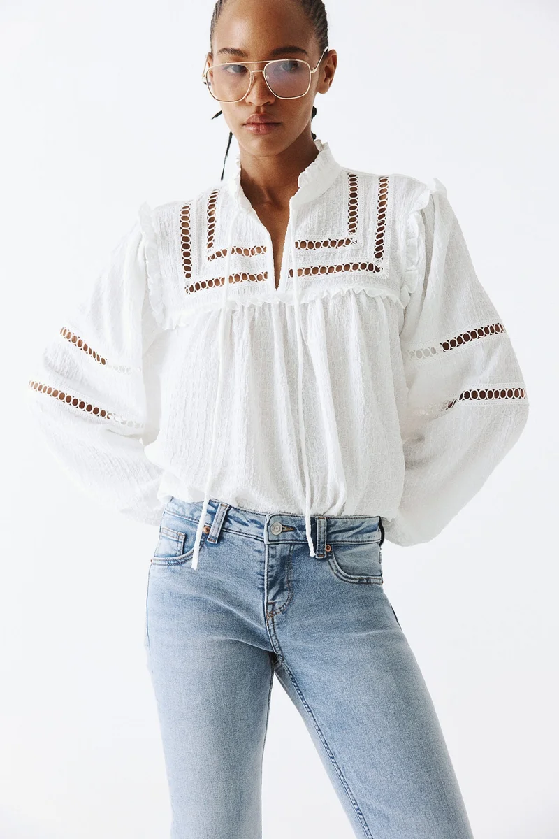 اتش اند ام جينز بقصة حافة واسعة وخصر منخفض