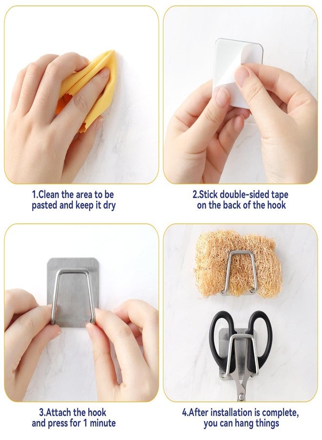 Bilkeru Stainless Steel Sponge Holder for Kitchen Sink - Rustproof, Waterproof, Adhesive Mount, Quick Drying, Suitable for Sink Accessories (2 Pack) - Image 3