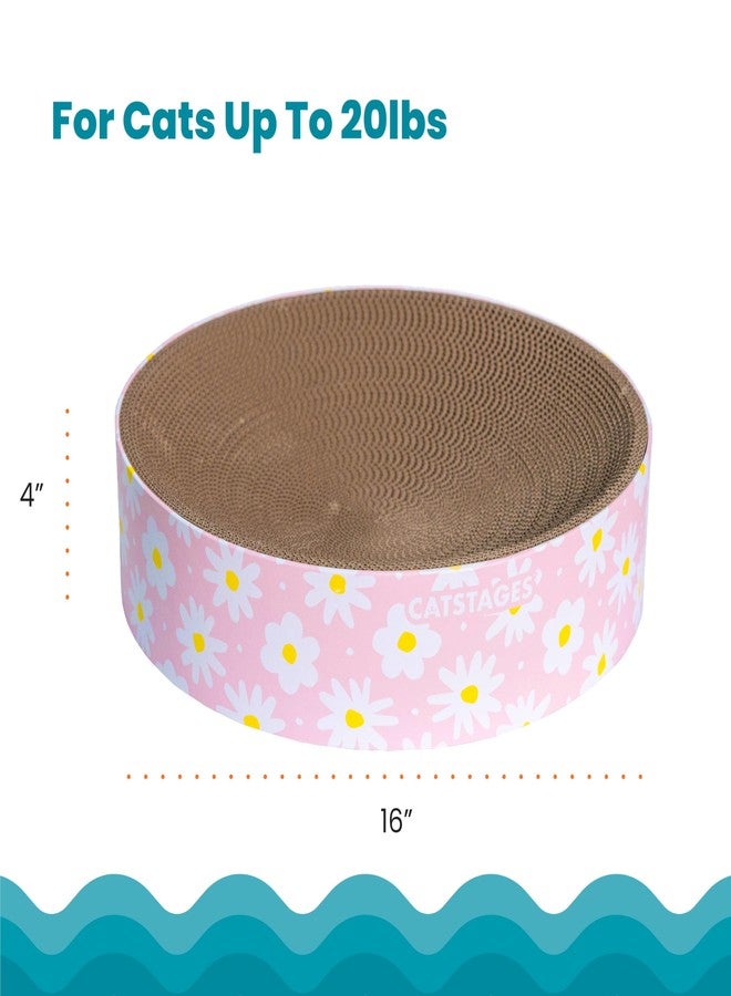 Catstages Scratch & Snuggle Daisy Two-in-One Corrugated Cat Scratcher and Lounging Spot, Floral Design, Pink - Image 4
