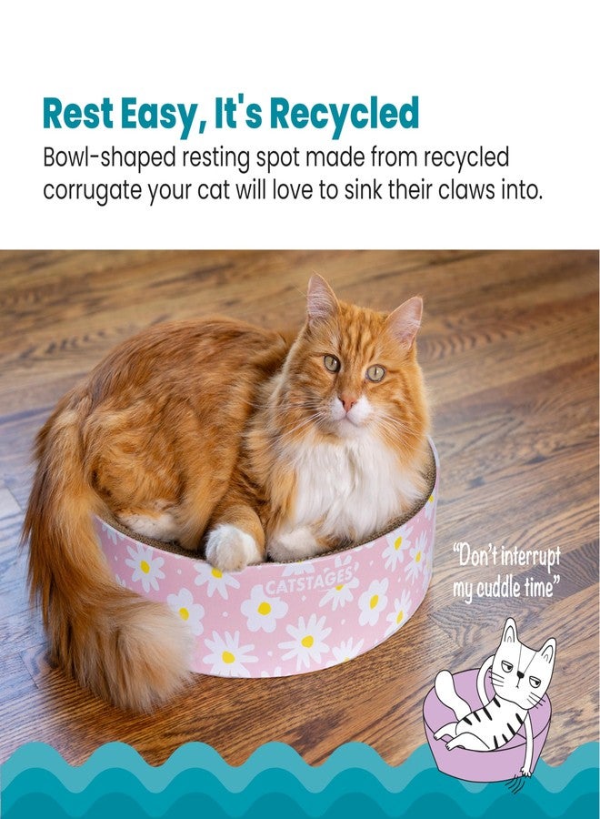 Catstages Scratch & Snuggle Daisy Two-in-One Corrugated Cat Scratcher and Lounging Spot, Floral Design, Pink - Image 2