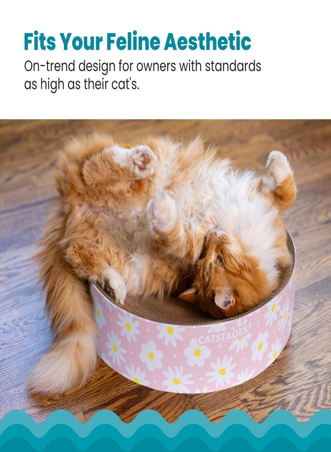 Catstages Scratch & Snuggle Daisy Two-in-One Corrugated Cat Scratcher and Lounging Spot, Floral Design, Pink - Image 3
