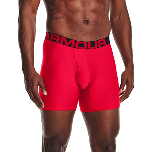 Under Armour mens Tech 6-inch Boxerjock 2-Pack , Red (600)/Black , Small - Image 1