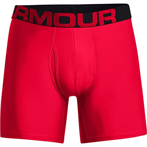 Under Armour mens Tech 6-inch Boxerjock 2-Pack , Red (600)/Black , Small - Image 3