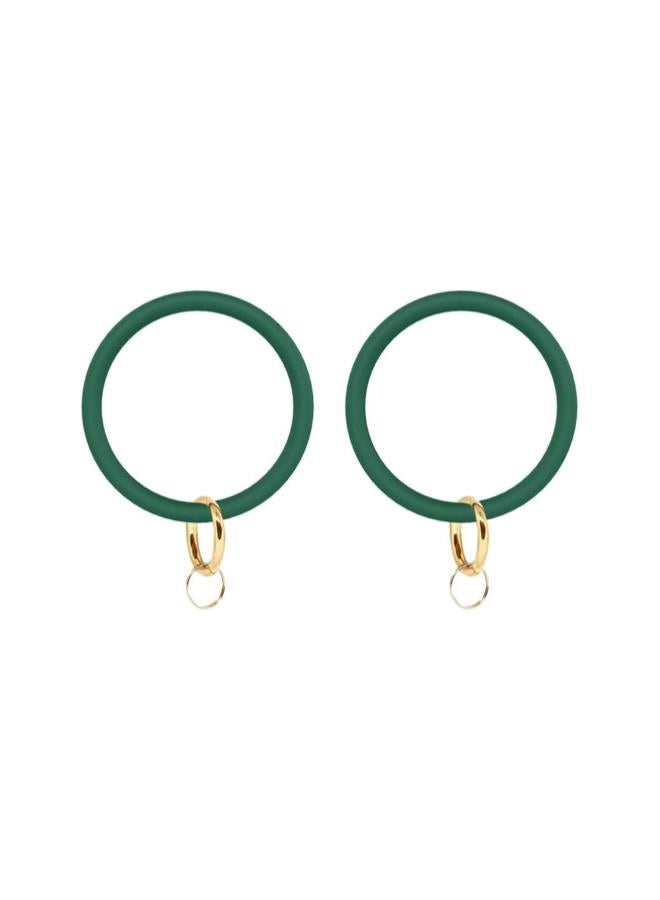 klarako 2pcs Silicone Key Ring Wrist Keychain Circle Bracelets Wristlet Key Ring Black - Image 1