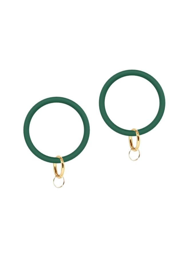 klarako 2pcs Silicone Key Ring Wrist Keychain Circle Bracelets Wristlet Key Ring Black - Image 2