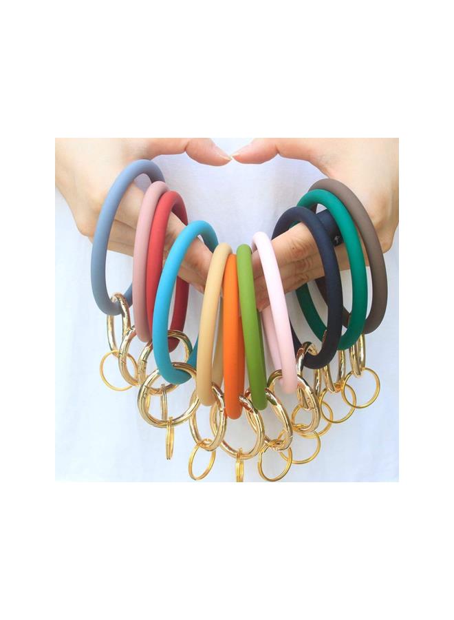 klarako 2pcs Silicone Key Ring Wrist Keychain Circle Bracelets Wristlet Key Ring Black - Image 4