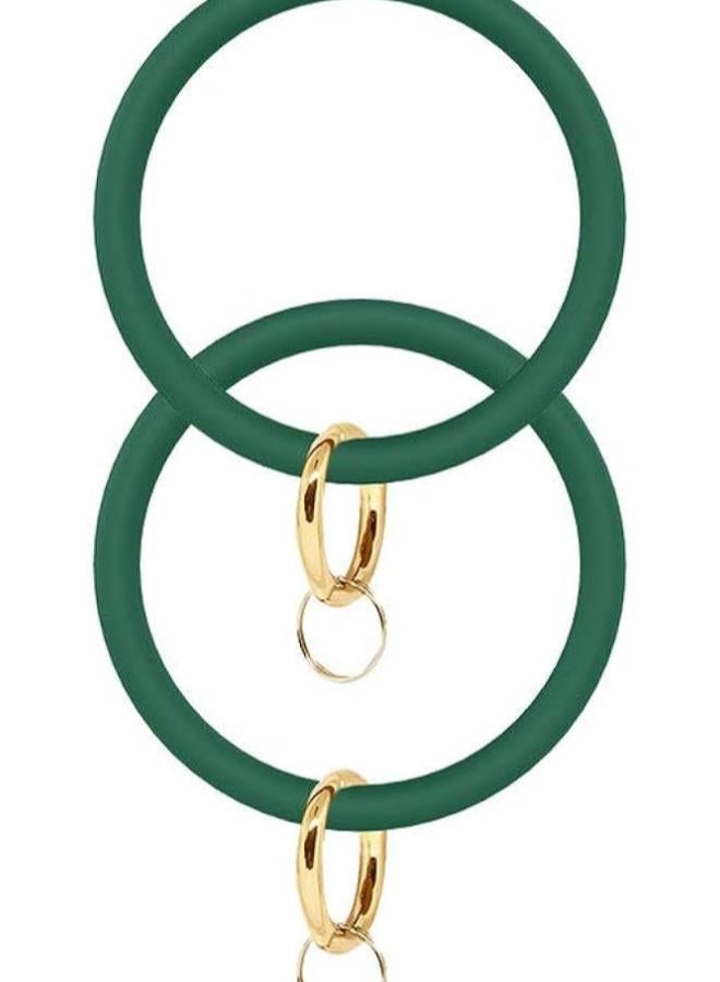 klarako 2pcs Silicone Key Ring Wrist Keychain Circle Bracelets Wristlet Key Ring Black - Image 5