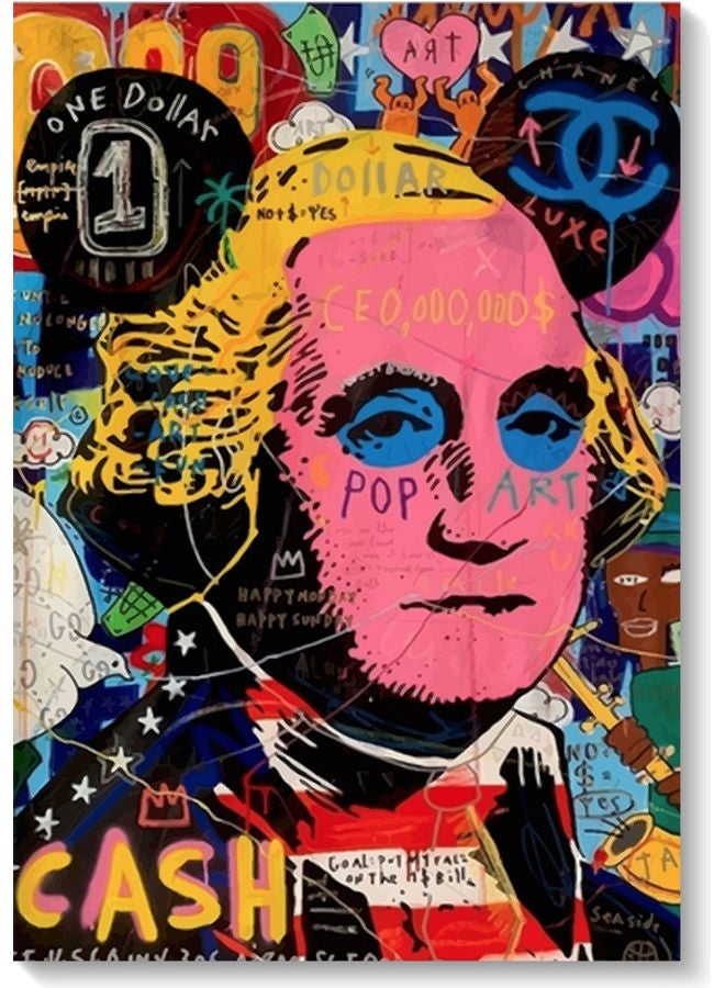 RYN George Washington Pop Wall Art Multicolour 40x60cm - Image 1