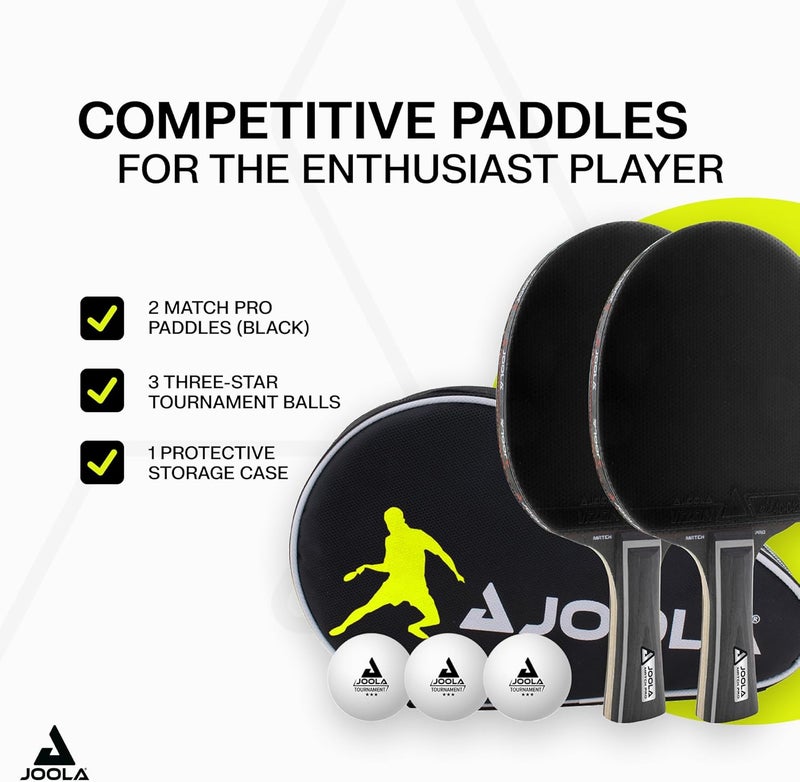 JOOLA مجموعة مضارب بينغ بونغ ديو برو من 2 - مضارب تنس طاولة احترافية، ثلاث كرات بينغ بونغ متقدمة من 3 نجوم وحقيبة حمل - مضارب تنس طاولة متقدمة - Image 2