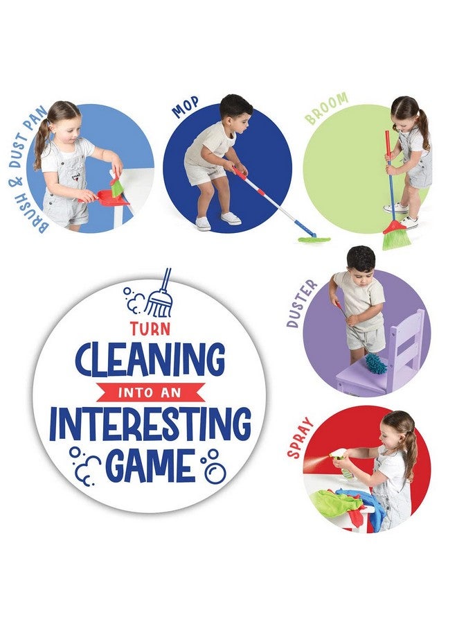 Play22 Kids Cleaning Set 12 Piece - Toy Cleaning Set Includes Broom, Mop, Brush, Dust Pan, Duster, Sponge, Clothes, Spray, Bucket, Caution Sign, - Toy Kitchen Toddler Cleaning Set - Original - Image 5