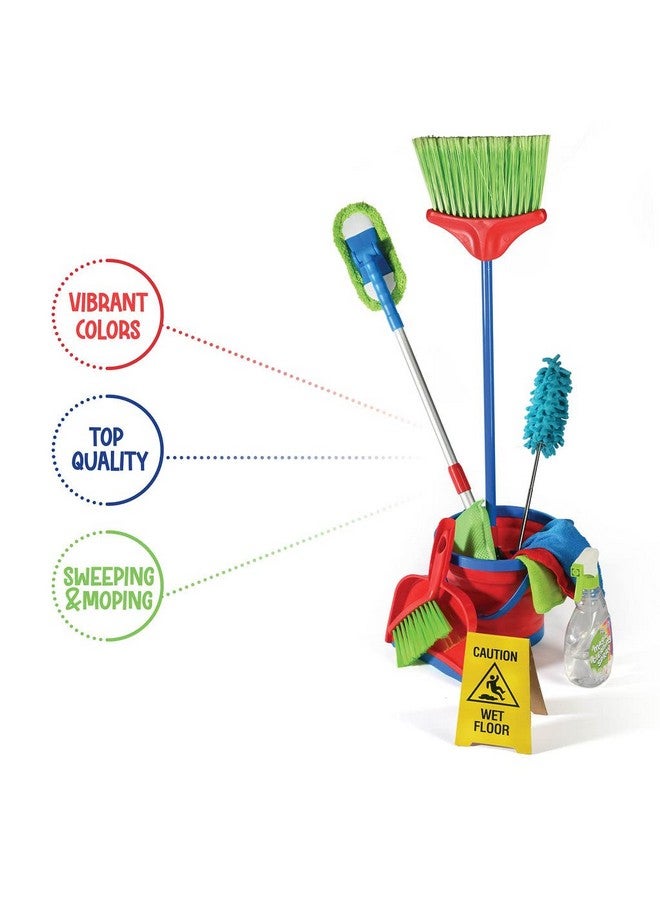 Play22 Kids Cleaning Set 12 Piece - Toy Cleaning Set Includes Broom, Mop, Brush, Dust Pan, Duster, Sponge, Clothes, Spray, Bucket, Caution Sign, - Toy Kitchen Toddler Cleaning Set - Original - Image 4