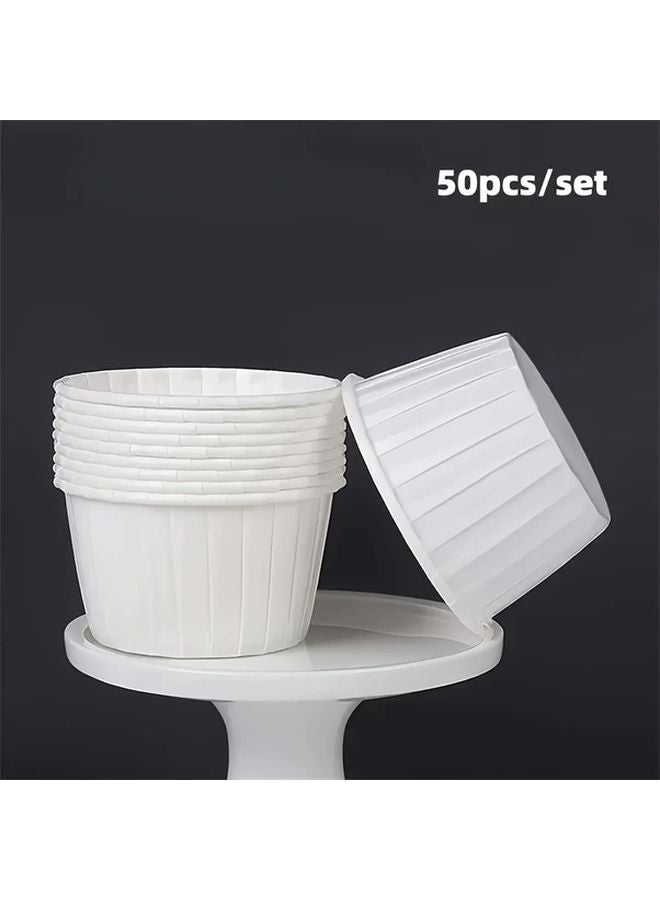 White Cupcake Liners Heat Resistant Greaseproof Baking Cups For Muffins Parties - Image 1