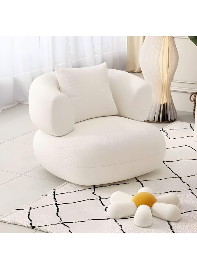 Ripple FURNITURE UAE Homes Wide Contemporary White Sofa with Fabric Pillows, Stationary Seating (Single Chair)  - Image 1