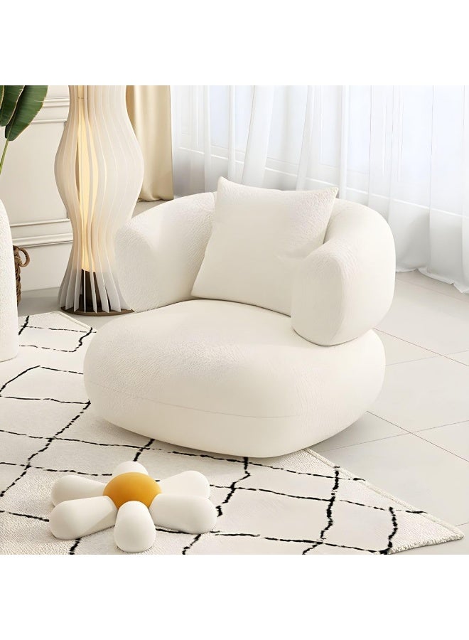 Ripple FURNITURE UAE Homes Wide Contemporary White Sofa with Fabric Pillows, Stationary Seating (Single Chair)  - Image 2