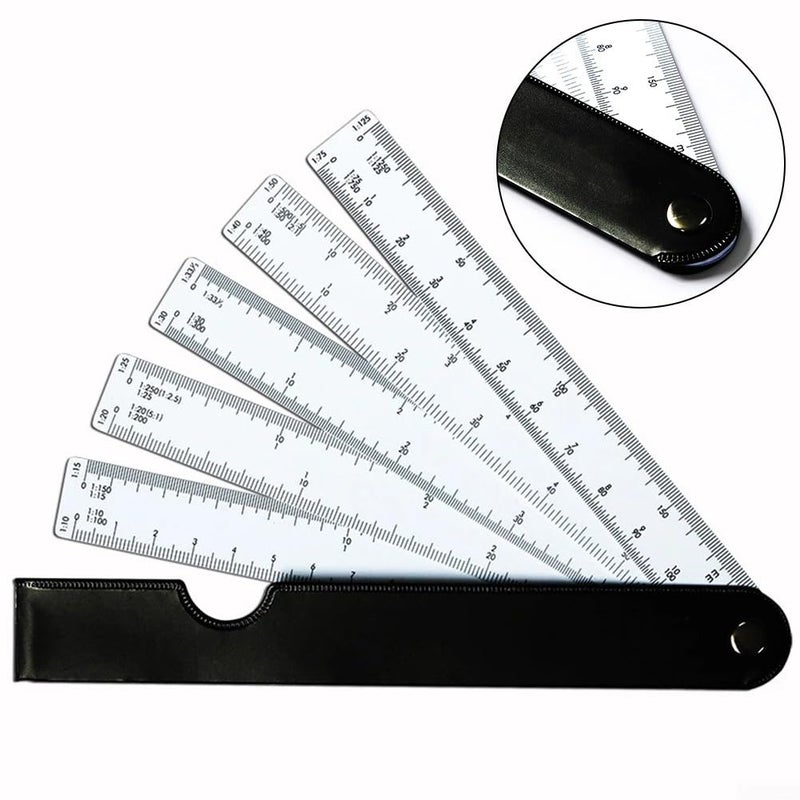 Compact Fan Shape Scale Ruler 5 Blades for Design Measurement Tasks - Image 3