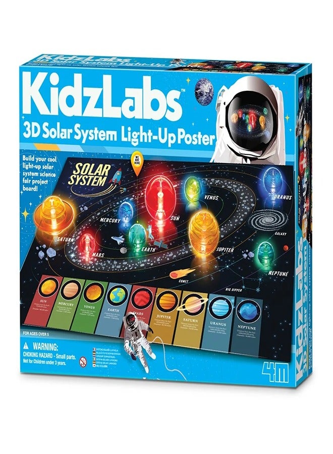 4M - KIDZLABS  3D SOLAR SYSTEM LIGHT-UP POSTER BOARD  - 00-03461 - Image 1