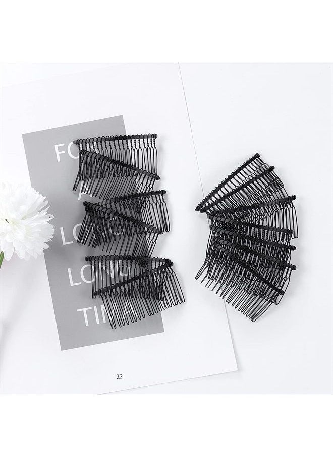 Cinaci 30 Pack Black Metal Hair Side Combs Slide Bun Holder with 20 Teeth DIY Headpieces Clips Grips Barrettes Accessories for Women Girls Brides Veil (Black)  - Image 4