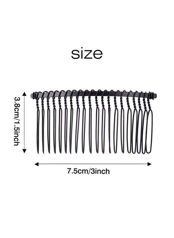 Cinaci 30 Pack Black Metal Hair Side Combs Slide Bun Holder with 20 Teeth DIY Headpieces Clips Grips Barrettes Accessories for Women Girls Brides Veil (Black)  - Image 5